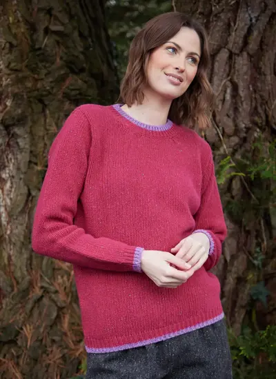 Slaney Contrast Crew Neck in Brambleberry